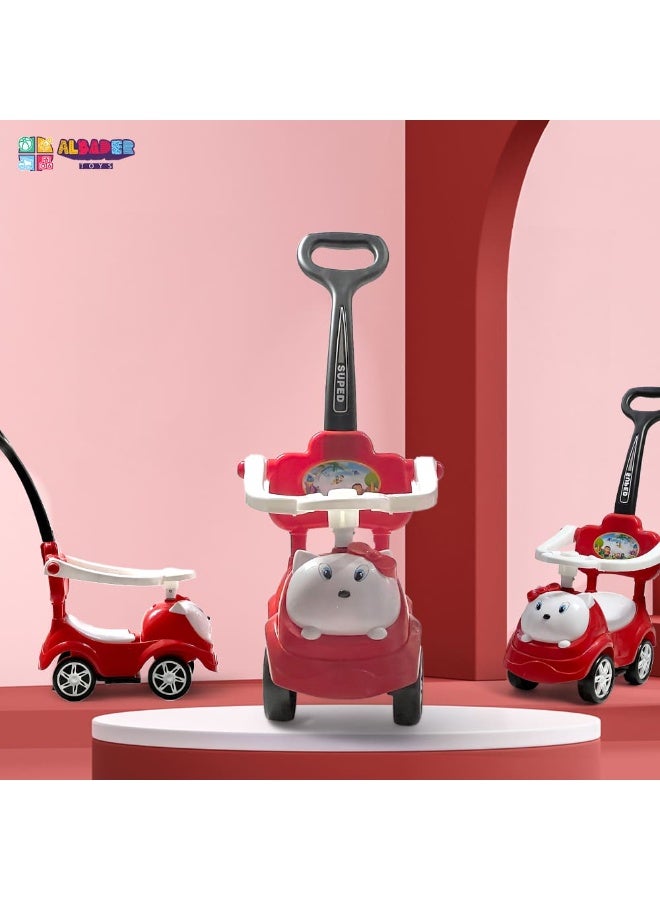 AL BADER 3 in 1 Ride on Car for Kids, Ride on Kids Car with Music & Lights, Kids Ride on Push Car With Safety Bar & Push Handle, Push Ride on Car for Kids 1-3 Years, Small Push Car for Toddlers, Red - Image 4